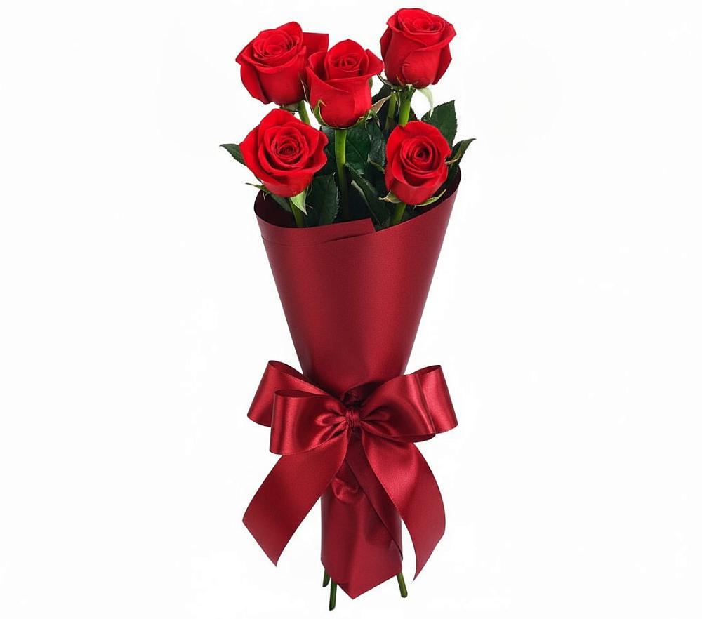 Букет 5 Красных роз Эдлесс Лав в Бояркино