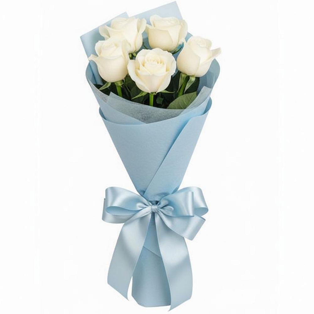 Букет 5 Белых роз Проуд в Бояркино
