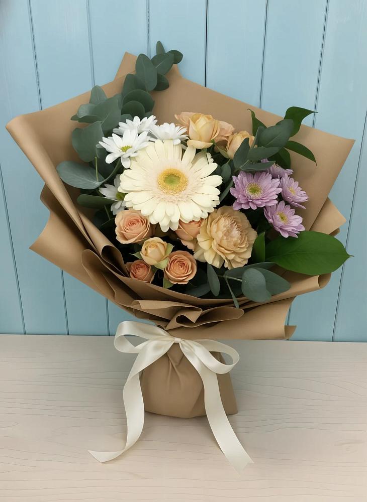 Букет цветов из: Герберы и Хризантемы в Бояркино