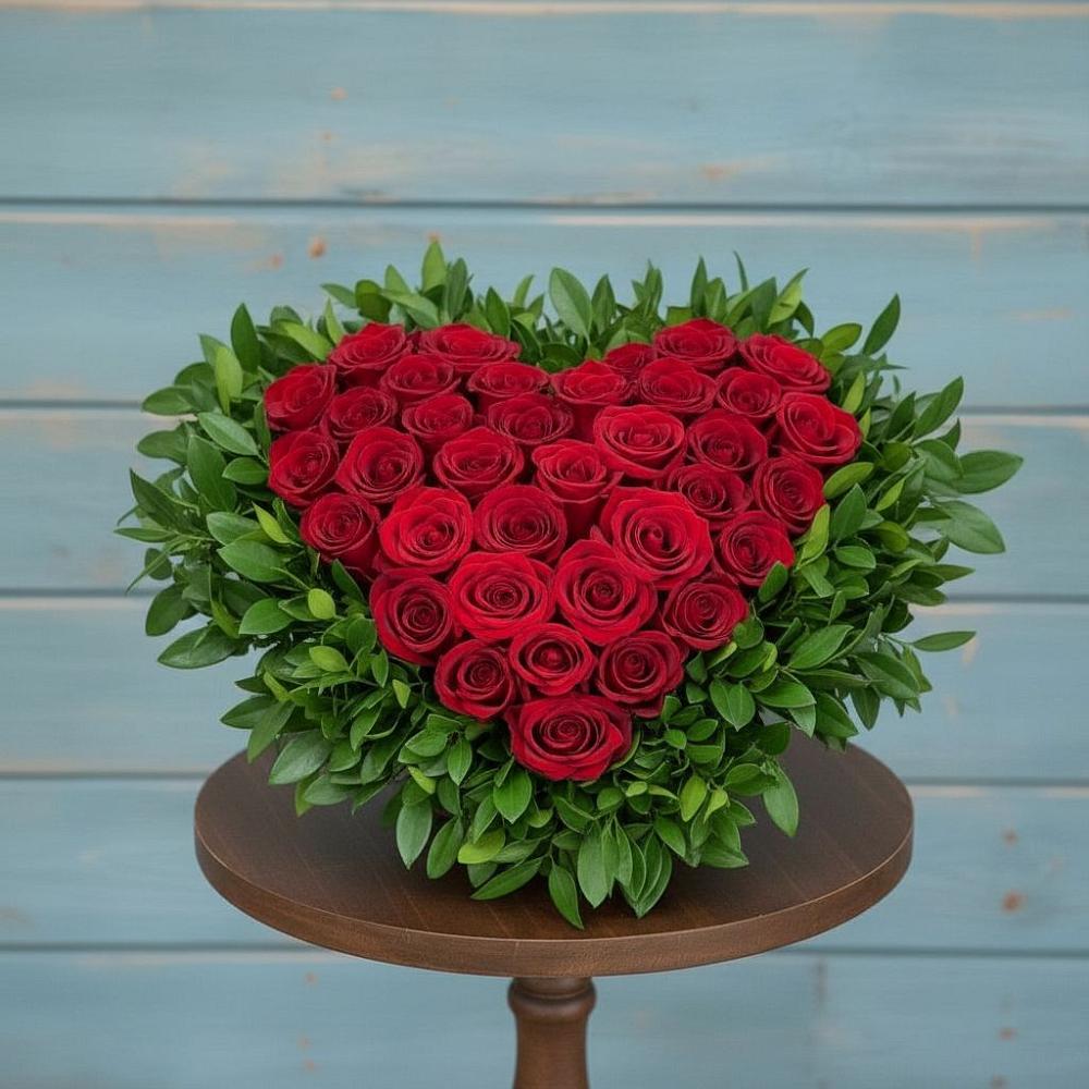 Цветочная композиция из Розы в виде сердца в Бояркино