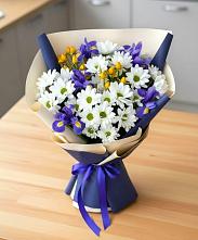 Букет цветов из:  Розы, Ирисы и Хризантемы #REPLACE_PRED# Бояркино