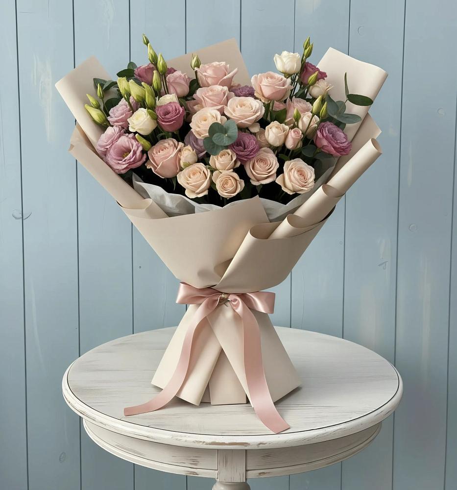 Букет цветов из: Розы и Лизиантусы в Бояркино