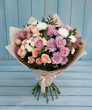 Букет цветов из:  Хризантемы, Розы и Альстромерии в Бояркино